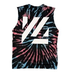 YoungLA Tank Top Mens M Black‎ Pink Blue Tie Dye Graphic Sleeveless Gym Shirt
